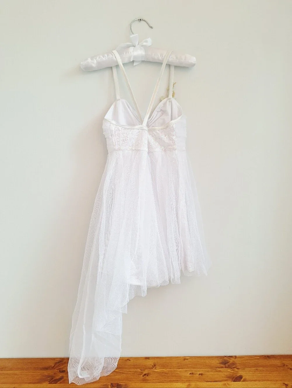 Weissman White & Gold Lyrical Dance Costume Romper Contemporary Competition CM
